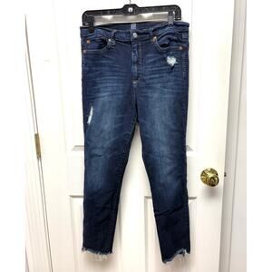 Gap True Skinny Jeans, Dark Wash, Frayed Hem, High Rise, Women's Size 30 R